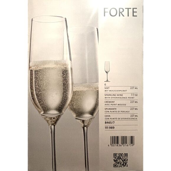 Schott Zwiesel Tritan Forte Sparkling Wine Glasses 7.7oz, Set of 6-NIB - Picture 9 of 12